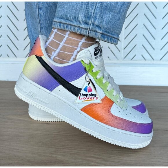 🤩Sz 6.5 Nike Womens Shoes Air Force 1 Low '07 Purple Orange Gradient FD0801-100 - Picture 1 of 14
